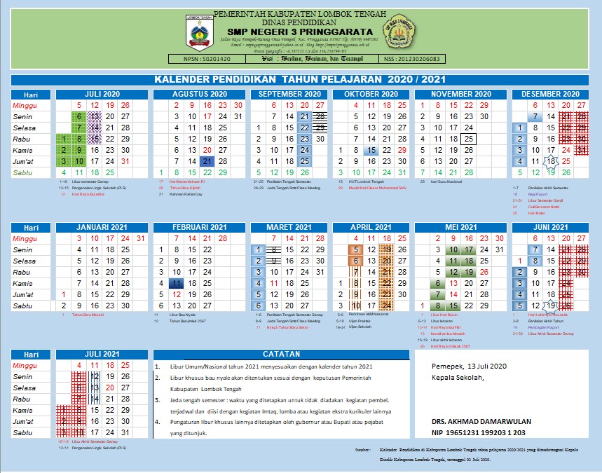 Revisi Kalender Pendidikan Tp 2020/2021
